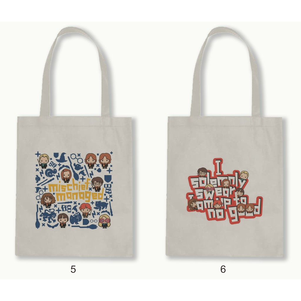 Tas Tote Bag Resleting Kanvas/Blacu  - Harry Potter Series.06