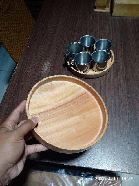 Baki Kayu Bulat / Nampan Kayu / Tray Kayu / Round Tray Diameter 20 cm