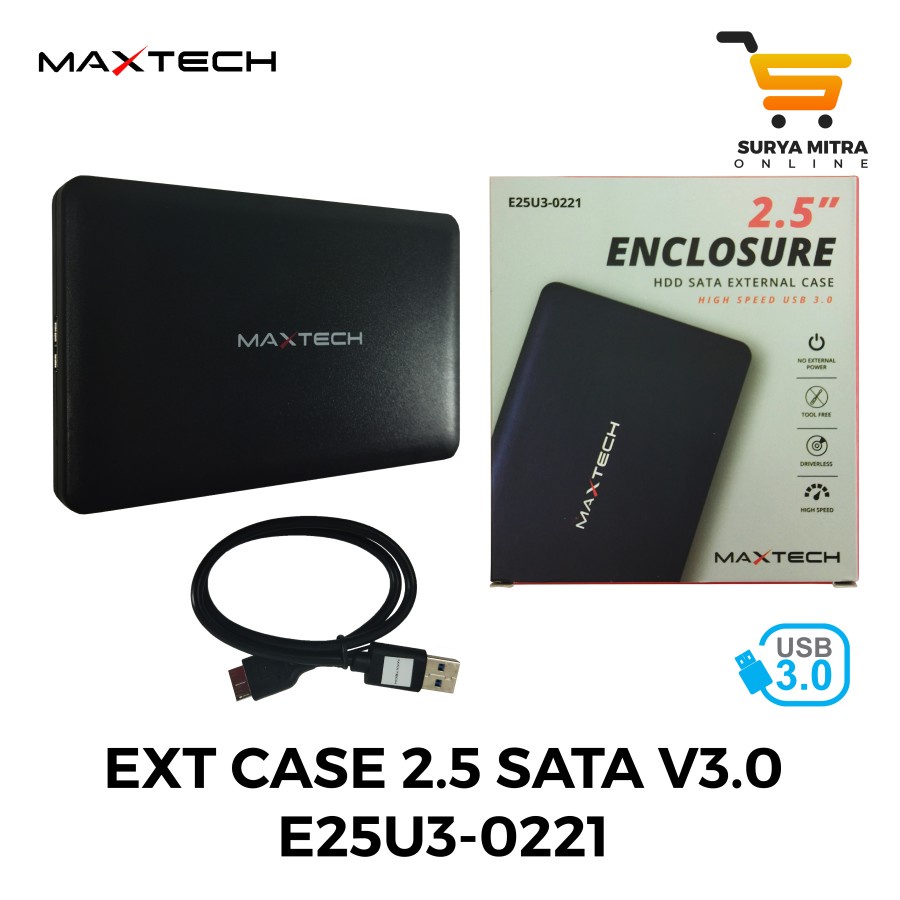 Enclosure HDD Maxtech USB 3.0 Black E25U3-0221 2.5inch HDD SATA Case