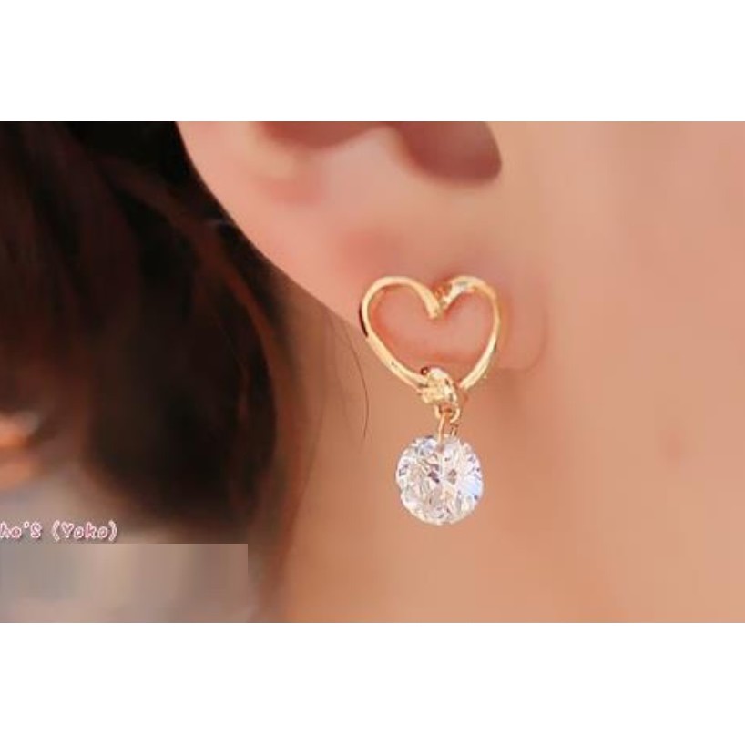 Anting Wanita LOVE B30 Women Stud Earrings Giwang Tusuk Cewe Korea Fashion Korean Style ZIRCONIA