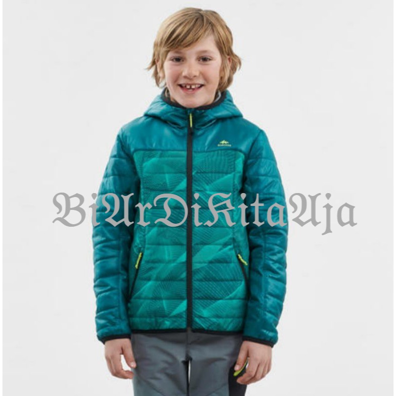 QUECHUA JAKET HIKING ANAK PADDED JACKET MH500 HIJAU