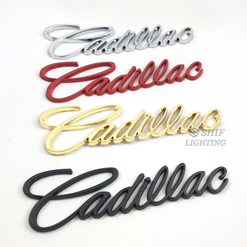 1pc Stiker Emblem Logo Cadillac 3d Bahan Metal Untuk Samping / Belakang Mobil