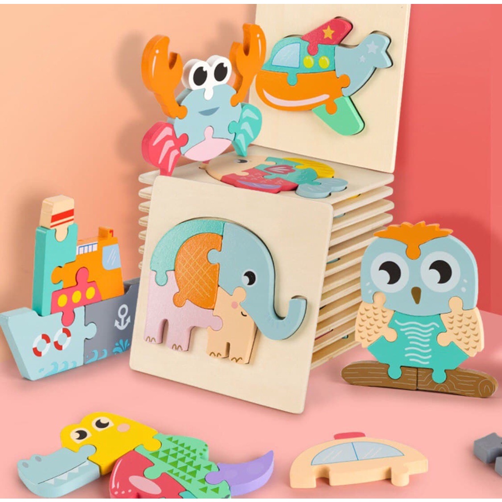 Chunky Puzzle Mini Pastel-Wooden Puzzle Kayu - Puzzle Anak Mainan Kayu