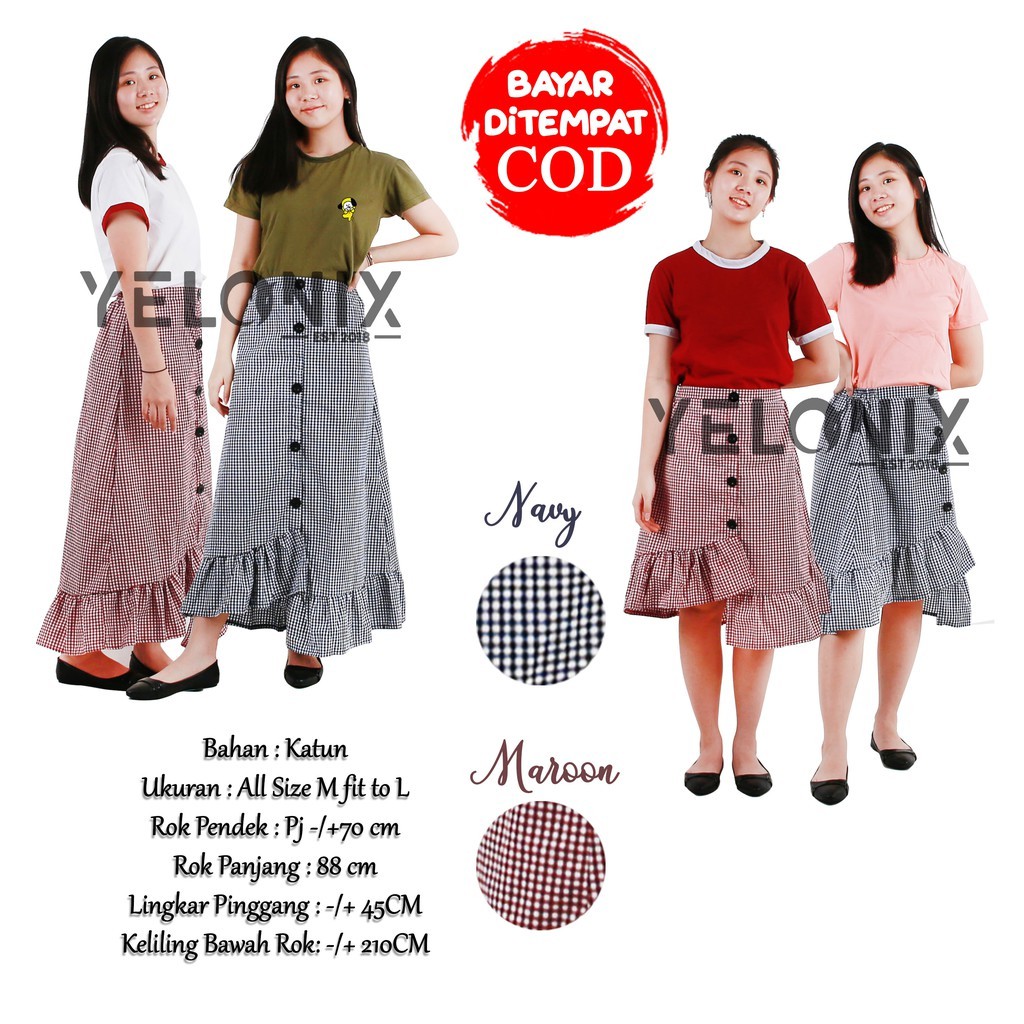 YELONIX - Rok ZENIA Skirt Tartan Kotak Ruffle