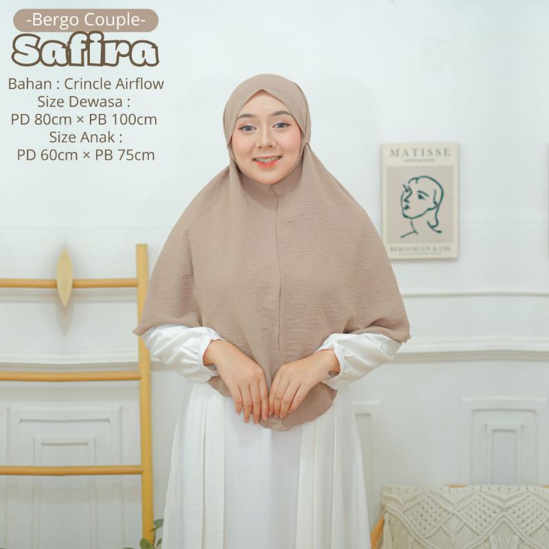 BeautyOne - Hijab Bergo Tali Safira Jumbo Jilbab Bergo Tali Ibu &amp; Anak Bahan Katun Crincle Airflow Nyaman Dipakai | Bisa Cod