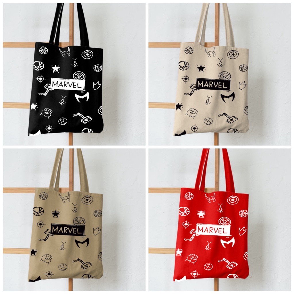 3.3 SALE PROMO 2022 TOTE TERBARU RESLETING TOTEBAG KPOP / TOTE BAG KPOP / KOREA / MARVEL / ICE CREAM TOTE UKURAN BESAR RESLETING KANVAS WARNA HITAM MARUN NAVY KREM