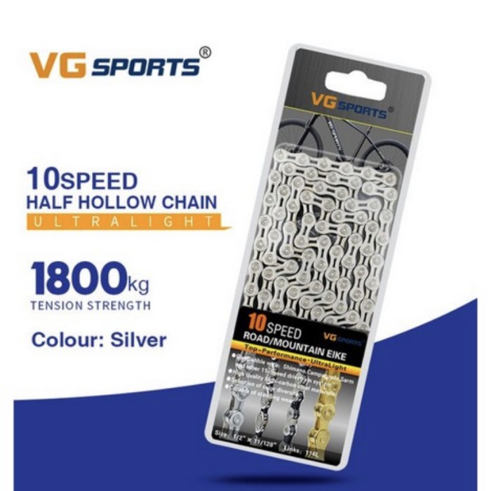 Rantai Sepeda 10 Speed VG SPORT Silver Chrome Bicycle chain half hallo