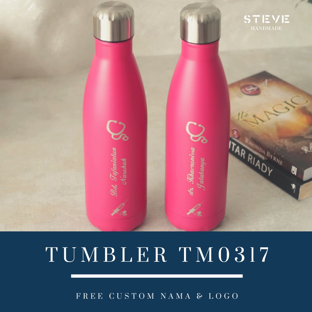 Botol minum stainless termos vacuum tumbler travel mug TM0317 Pink