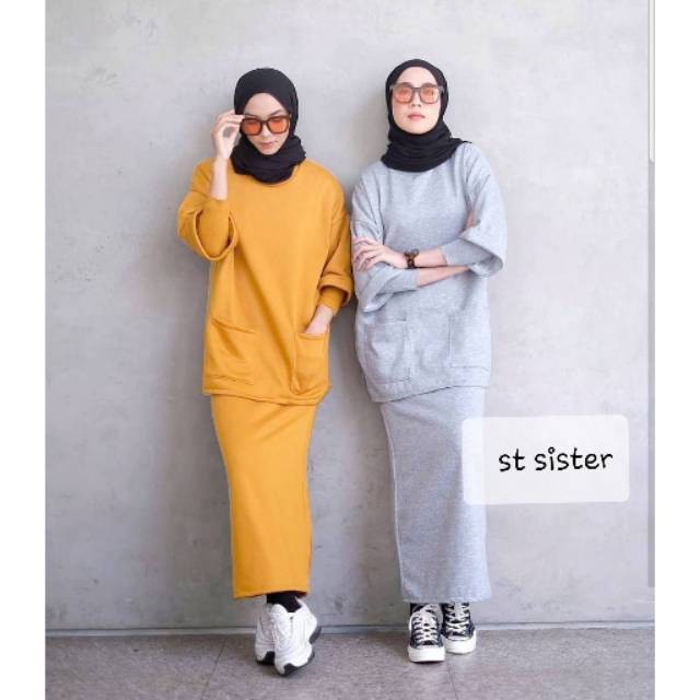 oz SET SISTER  2IN1  stelan training wanita rok