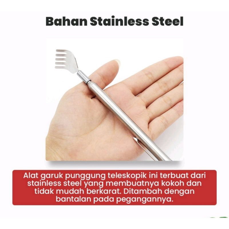 ALAT GARUK PUNGGUNG STAINLESS  /  TELESKOPIC / ANTI KARAT / GARUKAN PUNGGUNG