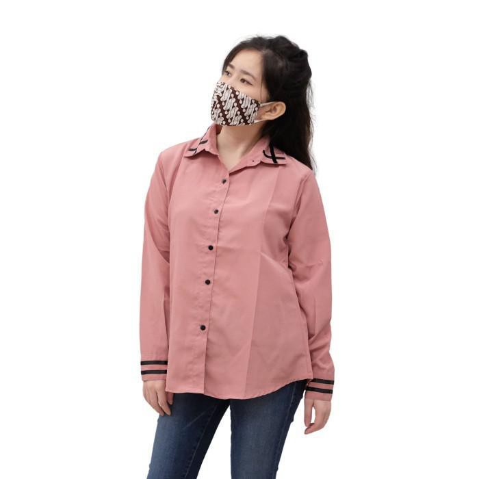 Baju Atasan Kemeja Blouse Wanita Cewek Casual Office TUALDA PINK T61