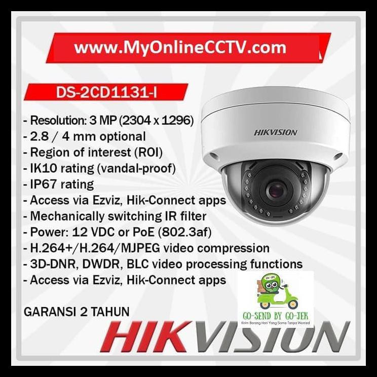 Ds-2Cd1131-I Hikvision Ip Camera 3Mp Cctv Indoor Dome Poe Wdr