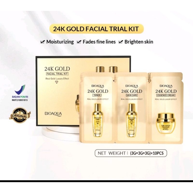 [COD] BIOAQUA 24K Gold Facial Trial Kit 10pcs Contains Toner + Serum + Essence Cream