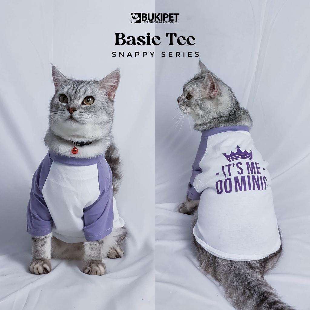 baju kucing anjing kelinci monyet lucu cowok cewek aksesoris hewan kecil - BASIC TEE SNAPPY SERIES