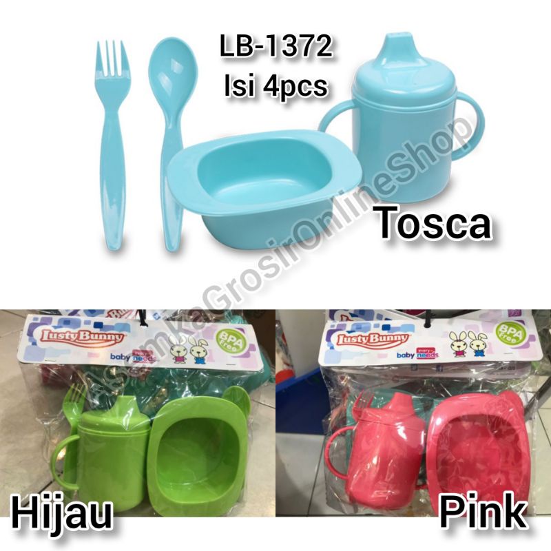 Feeding Set Lusty Bunny Hello Kitty / Kado Bayi / kado lahiran / Peralatan Makan Bayi