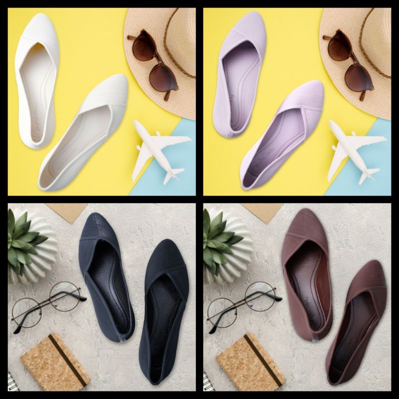 Flat shoes wanita porto lady Xem sepatu teplek sepatu karet terbaru anti slip anti air