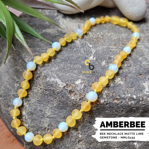 Kalung Amber Pereda Nyeri Tumbuh Gigi Anak Premium Mix Gemstone NMLG155 By Amber Bee