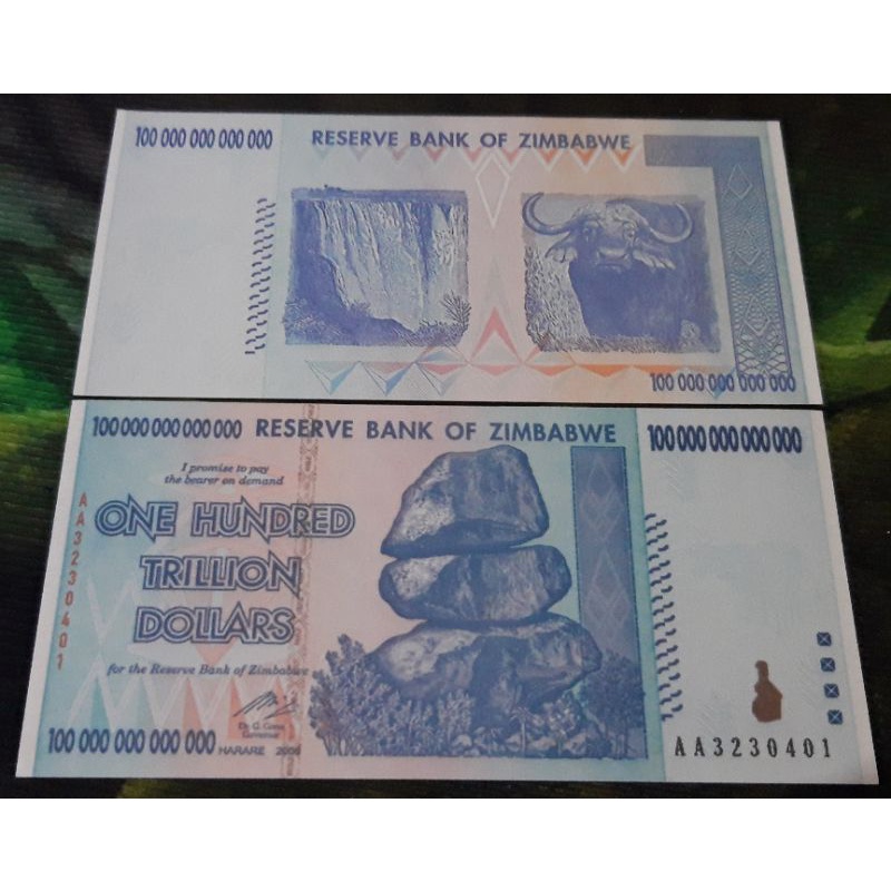 Replika uang one hundred trillion dollars zimbabwe repro 100 trilyun dollar