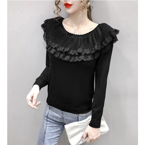 atasan RAJUT IMPORT rajut lengan panjang fashion korea style wanita 1942# IMPORT