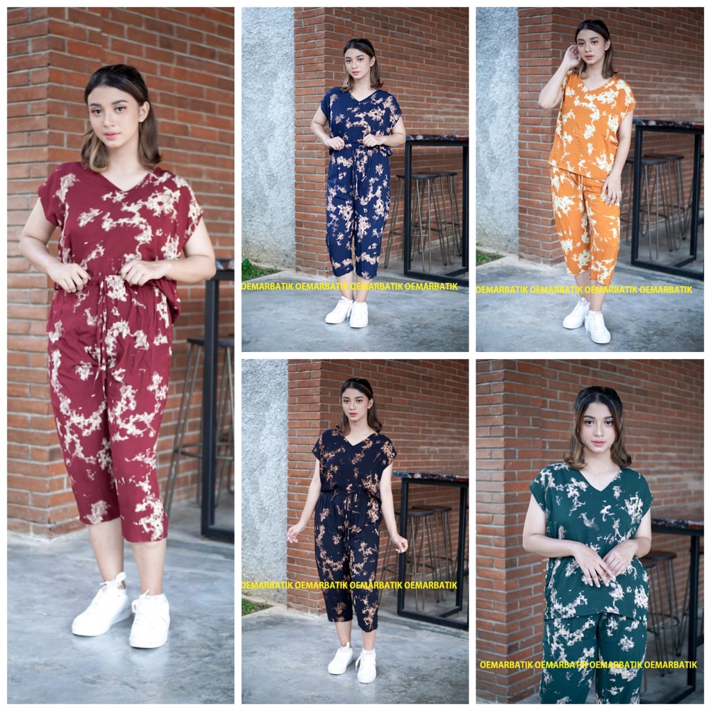 SET ASTRID GIRL- MOTIF TIE DYE - Setelan Wanita Korea Kekinian(baju+celana)