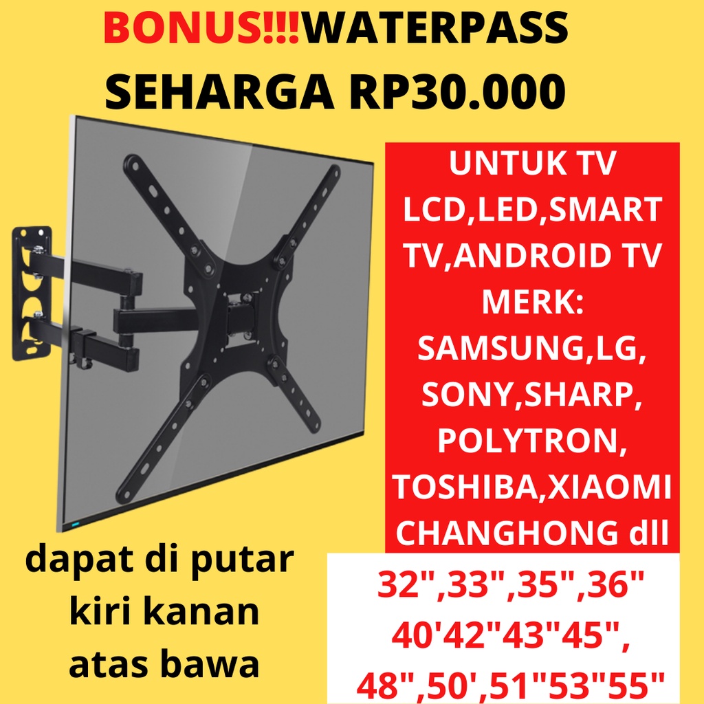 Alat Besi Bracket Brecket braket Gantungan Dudukan  Tv Led Lcd Smart Tv samsung Universal Semua Merk