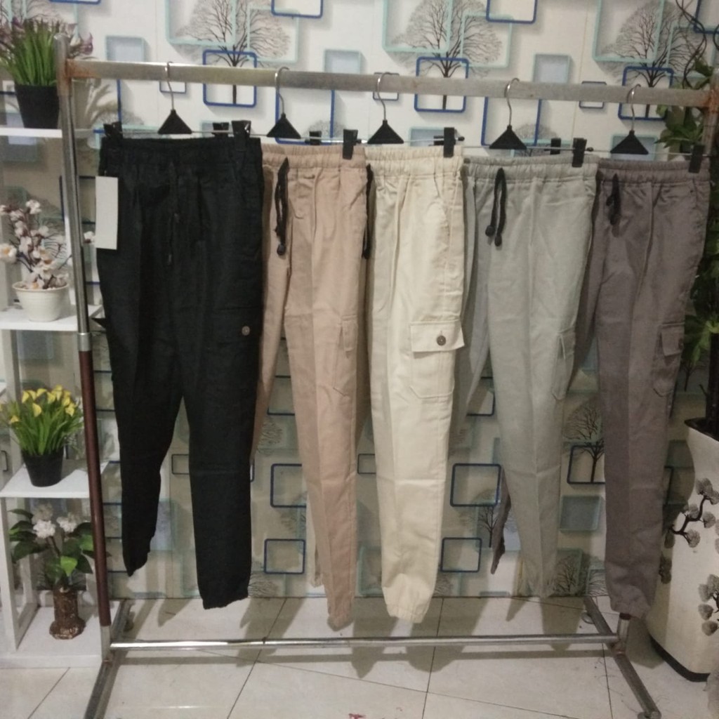 Celana Jogger Cargo Tali Cewek /Celana Jogger Timang / Baggy Joger Lilac (bisa cod)