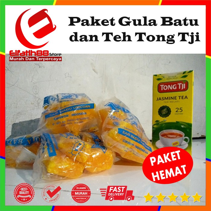 

Paket Hemat-Tong Tji Teh Melati Celup & Gula Batu Kuning Khas Cirebon