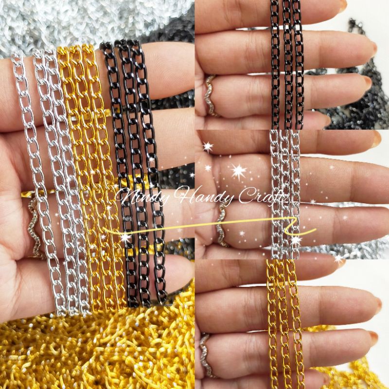 5Meter Rantai Aluminium 5mm - Rantai Hitam - Rantai Emas - Rantai Perak