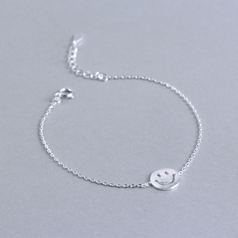 Gelang Kaki Perak Silver Anklets Fashion Jewelry Chain Smile Face Anklet for Women Girls Friend Foot Barefoot Leg Jewelry