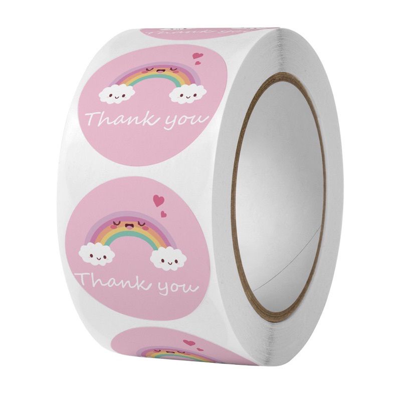 

Sticker Label Thank You Stiker Animasi Pelangi Lucu 500pcs