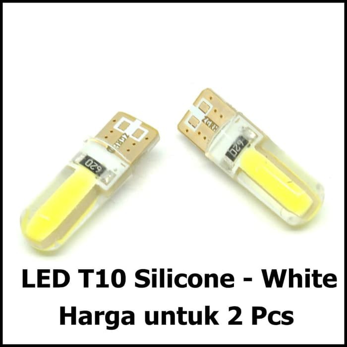 Lampu Mobil Motor Headlight LED T10 W5W 2 COB 2 PCS White Putih