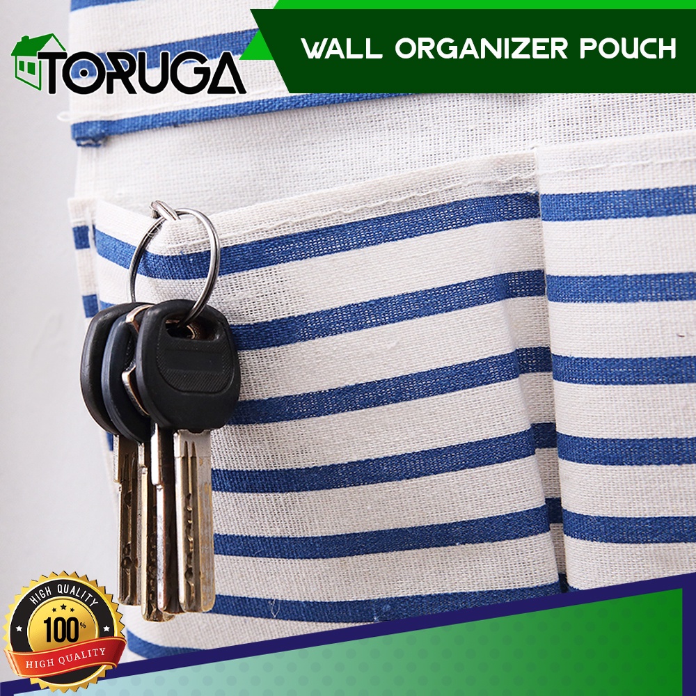 Wall Organizer Tempat Remote Kosmetik Dinding Pouch Gantung 6 Sekat Serbaguna