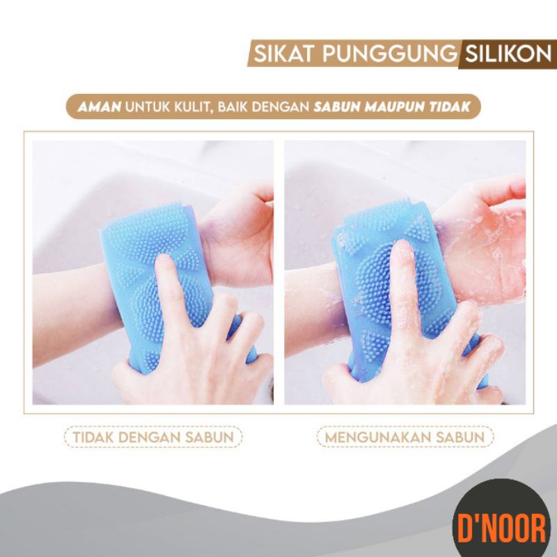 Sikat Punggung Badan Mandi Silikon Brush Pull Back Strip Menggosok Kulit Punggung