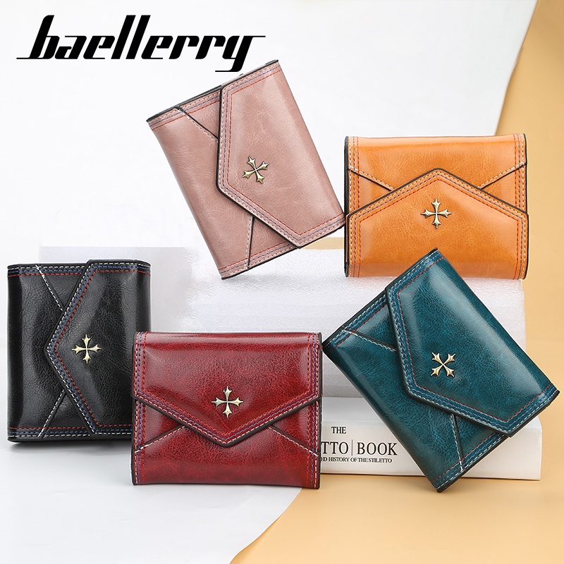 BAELLERRY N1633 Dompet Wanita Kecil Dompet Pendek Lipat Dompet Kartu Wanita Bahan Kulit PU Leather Premium WATCHKITE WKOS