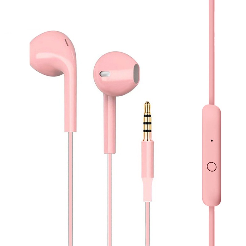 Earphone Macaron U19 stereo bass music telfon headset glossy colour dengan mic original