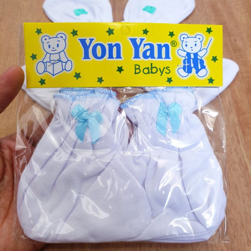 1 Set Sarung Tangan Set Kaki Bayi YON YAN  Polos Tangan Model KERUT (1 Set Atau 3 Set)