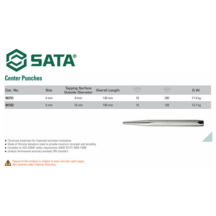 

UKIR-ALAT- PAHAT 90751 CENTRE PUNCH 4MM SATA -ALAT-UKIR.