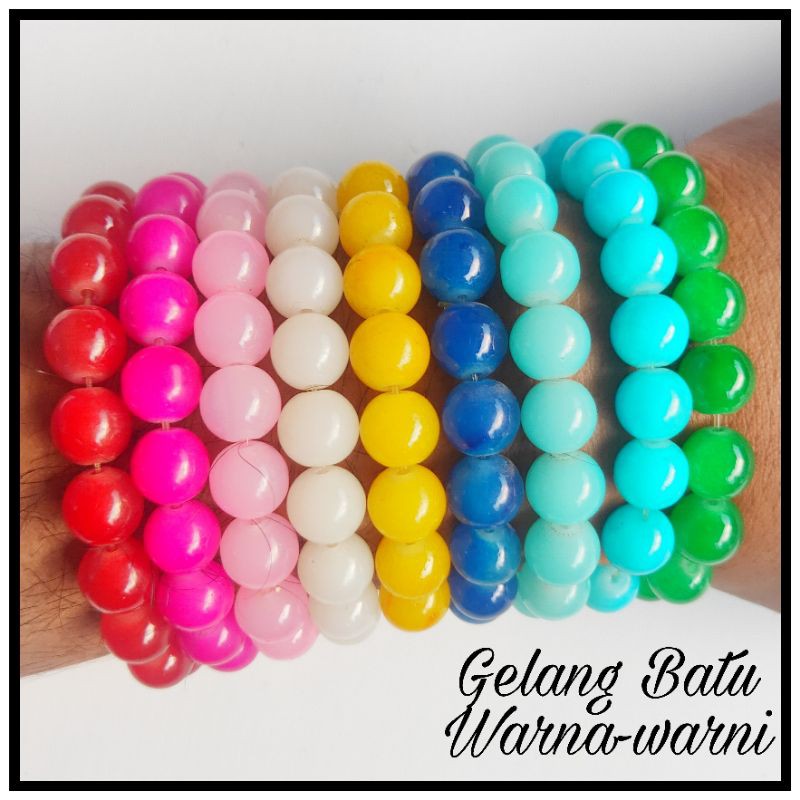 Gelang batu warna warni tali senar elastis