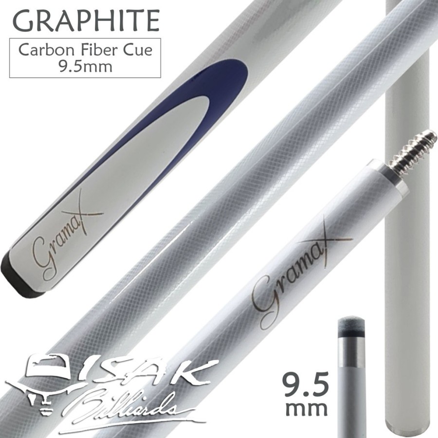 Stik Bola Kecil 9.5 mm White Carbon Fibre Graphite Cue Stick