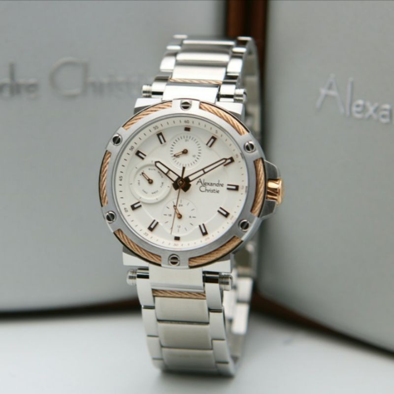 ALEXANDRE CHRISTIE AC6561 SILVER ROSEGOLD WANITA.ORIGINAL GARANSI RESMI 1TAHUN