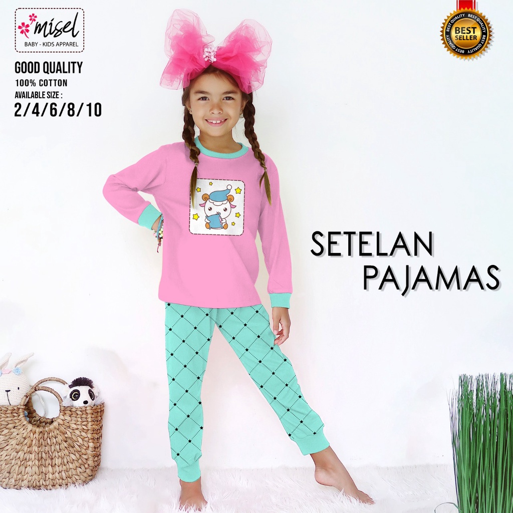 PIYAMA ANAK MEREK LITTLE HERO AND MISEL 4-8 TAHUN BAHAN KATUN SOFT 24'S SABLON RUBBER ANTI PECAH