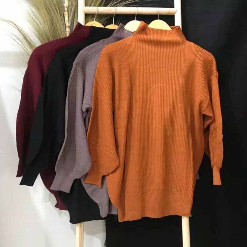 Sweater balon rajut premium model turtleneck