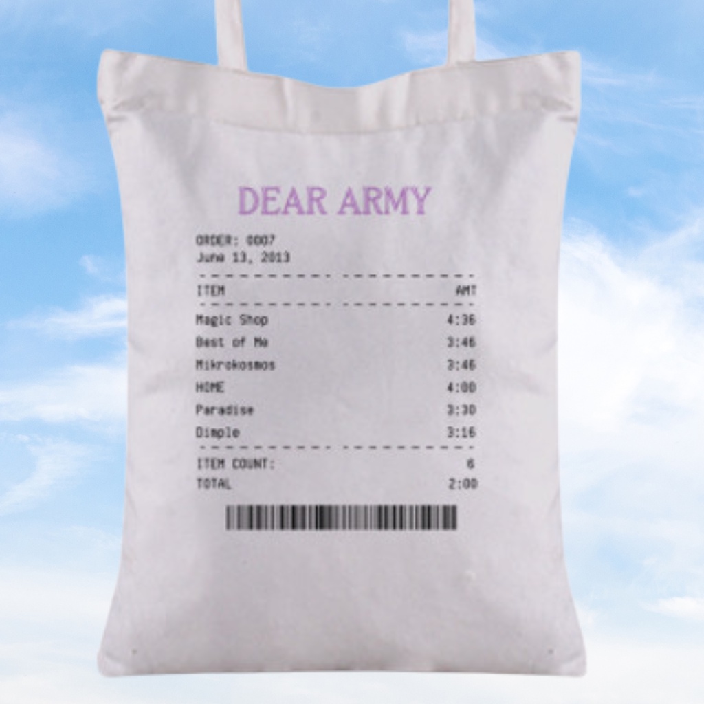 Totebag BTS ARMY Playlist Aesthetic Kanvas Premium Kpop Penutup Resleting (PO) BACA DESKRIPSI
