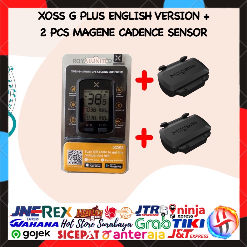 Xoss G Plus Speedometer English Version GPS Speedometer XOSS G Plus Paket dan 2 Magene Cadence BONUS BARFLY + SILICON CASE BERKUALITAS