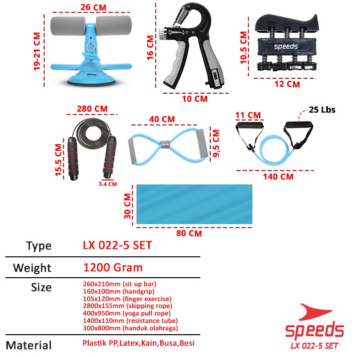 SPEEDS Sit Up Stand Set Alat Olahraga Gym Rumah 1 Set 7in1 Sit Up Handgrip Satu Set 022-5-8