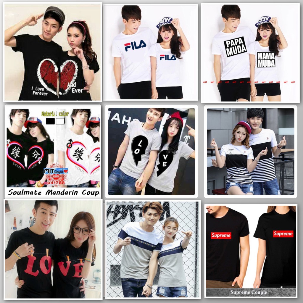 Kaos Kopel Pria Wanita Couple Murah Baju Pasangan Unik Simple