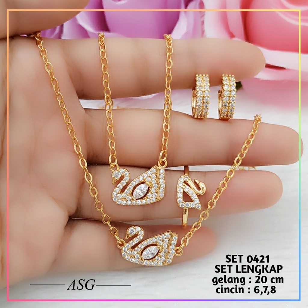 Set Perhiasan Xuping Set Dewasa Terlaris Angsa Cantik Perhiasan Satu Set Wanita Lapis Emas Gold 0421