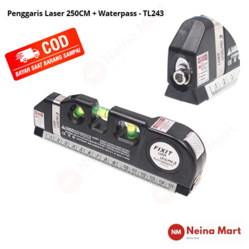

SHP112 - Taffware LEVELPRO3 Penggaris Laser 250CM + Waterpass - TL243