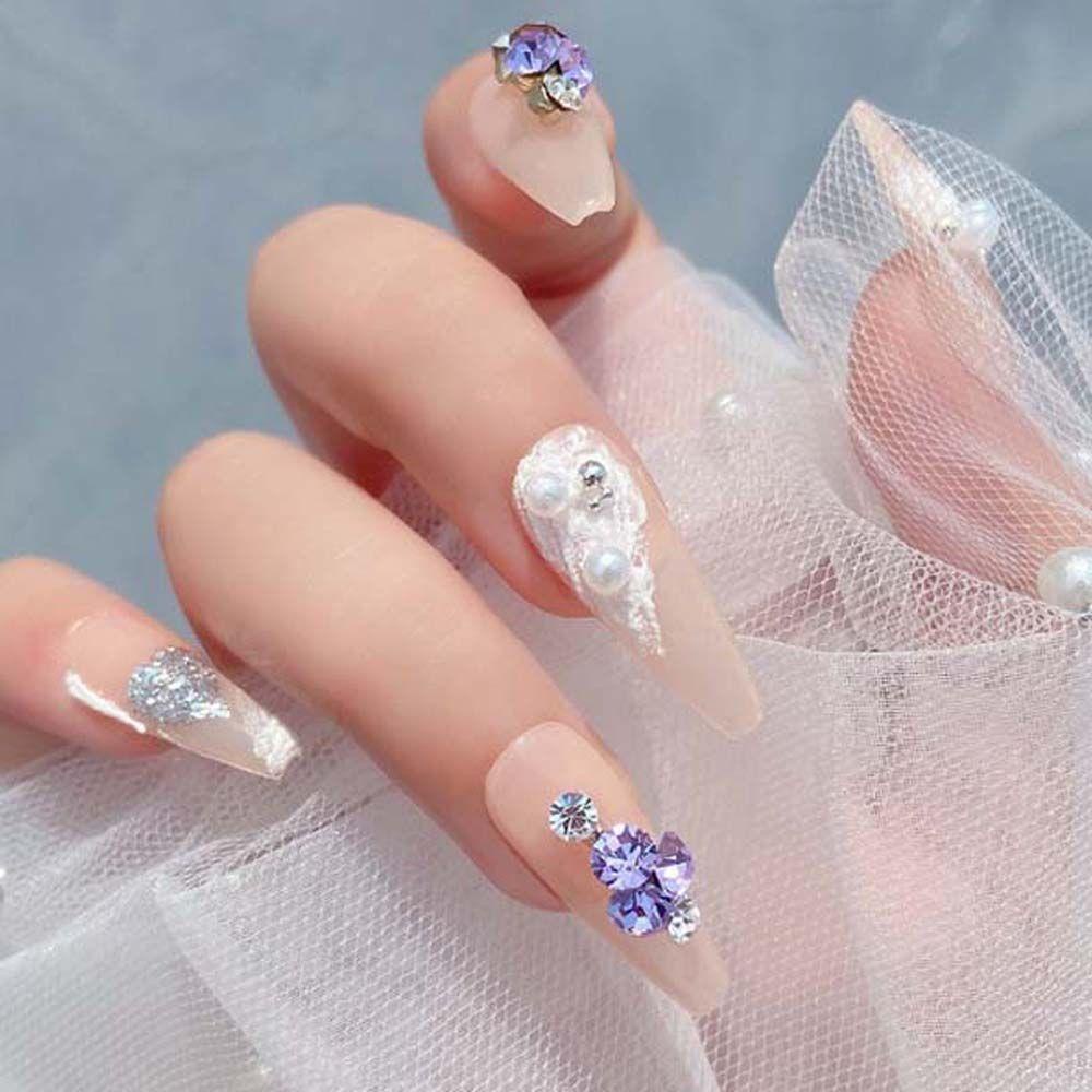 AUGUSTINA Augustina Nail Art Diamond DIY Shiny Nail Charms Warna-Warni Flat Bottom Diamond Nail Dekorasi