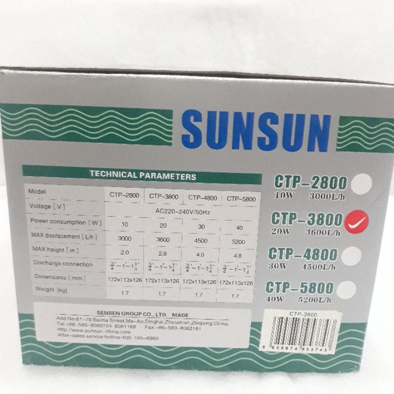 SUNSUN CTP3800 pompa celup kolam,Aquarium hemat listrik